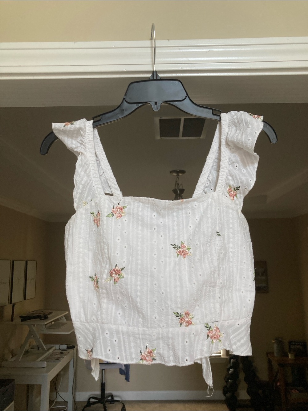 White Lace Cropped Top